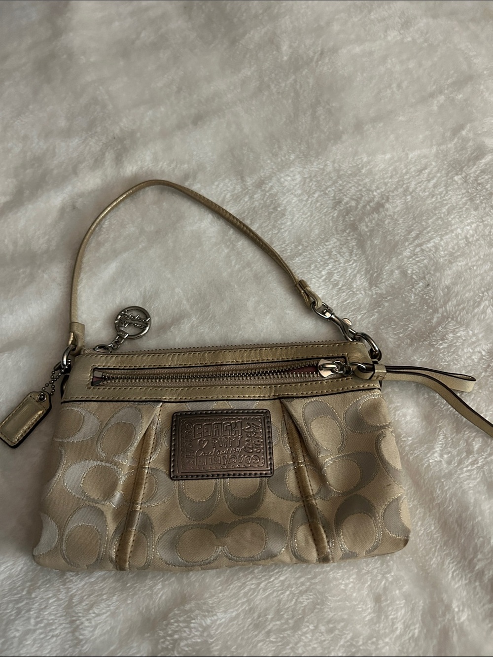 Coach Metallic Gold Signature Wristlet Clutch